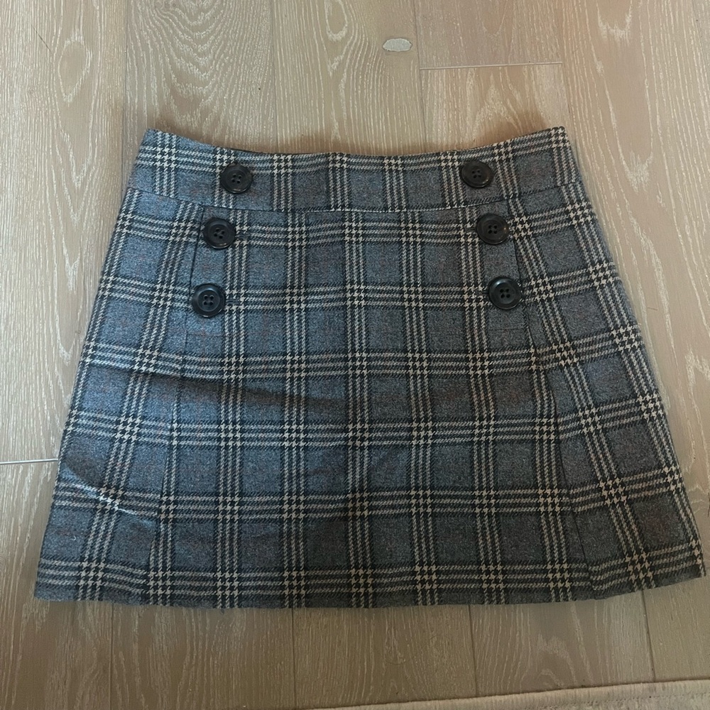Wool plaid mini skirt